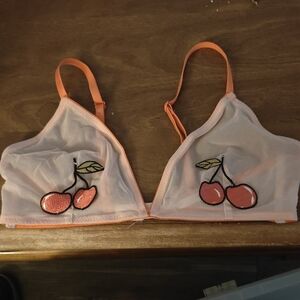 M Wish and Whim Cherry Embroidered Sheer Bralette